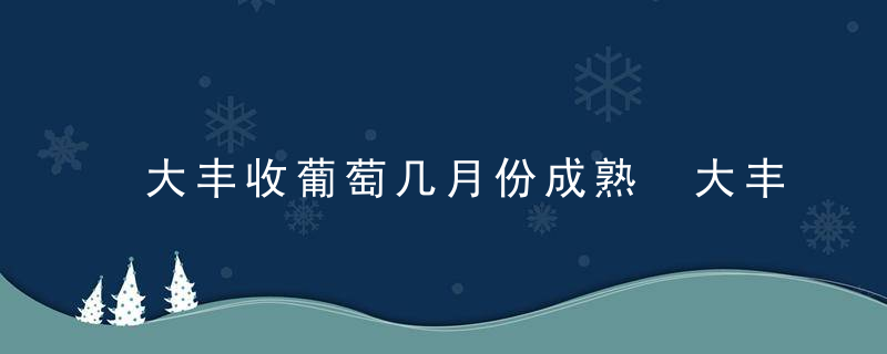 大丰收葡萄几月份成熟 大丰收葡萄成熟的时间？